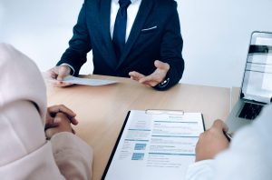 Business situation, job interview concept. Job seeker present re